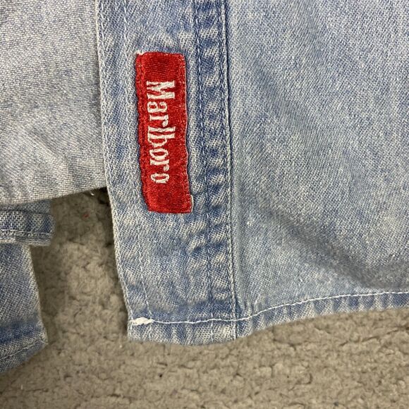 VTG Marlboro Country Store Denim Shirt 90’s Button Up Down Front Mens L *READ - Picture 4 of 16